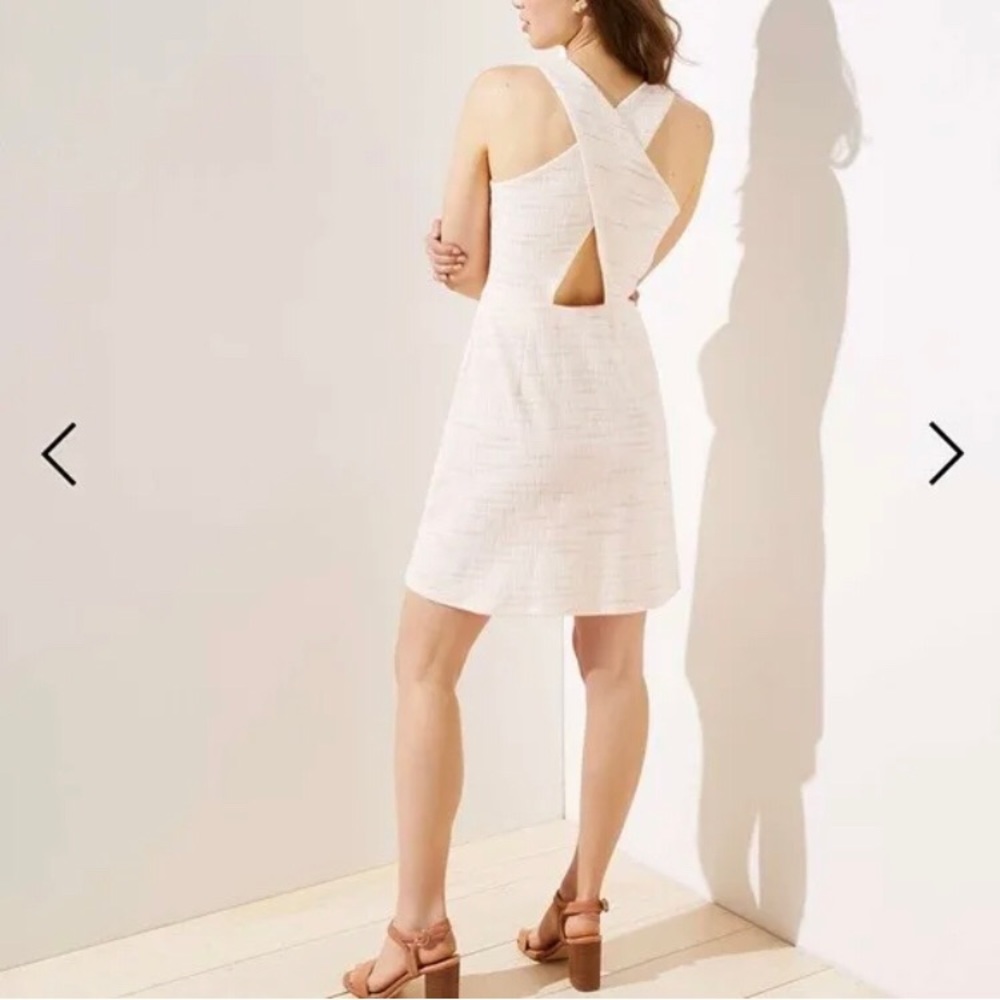 LOFT a-line criss cross back mini dress - Picture 2 of 15